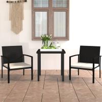 vidaXL Juego de comedor para jardín 3 piezas ratán sintético en color Gris/Negro - details 1