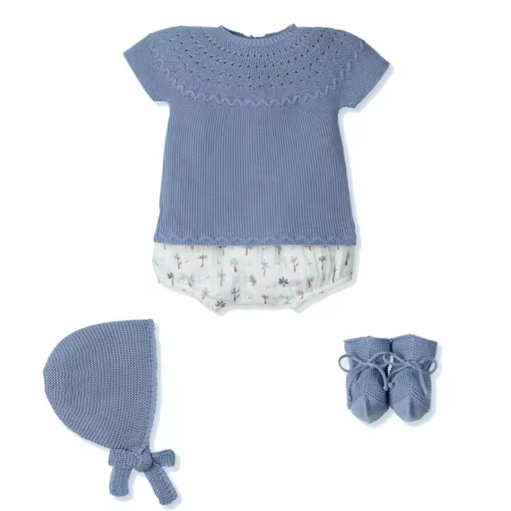 Conjunto de hilo ranita de bambula, jersey, capota y patucos mac ilusion - 1