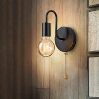 Lámpara De Pared Industrial Nórdica En Hierro Negro E27 Iluminación Interior Para Dormitorio Y Baño Soporte De Luz Decorativo - details 4