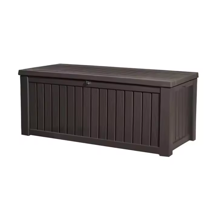 KETER 211343 Arcón de exterior Rockwood 155x72,4x64,4 cm y 570L - Marrón - 1
