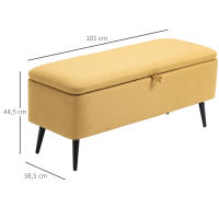 HOMCOM Banco de Almacenamiento Taburete de Almacenaje Tapizado en Lino con Tapa Abatible y Patas de Acero para Dormitorio Salón Entrada Carga 150 kg 102x40x39,5 cm - details 2