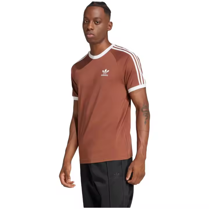 Camiseta de Manga Corta Adidas 3 Stripes para hombre en color marron - 1