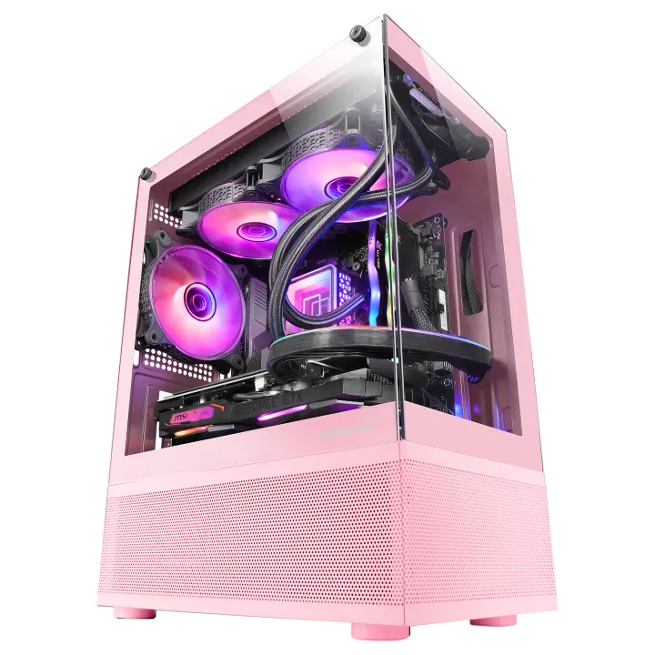 Mars Gaming MC-SE, Caja PC Micro-ATX, Panel Frontal y Lateral de Cristal Sin Marco, Diseño Inferior con Tecnología AirTech Mesh, Minitorre Gaming Doble Cámara, Soporte Refrigeración Líquida, Minitorre PC Negra, Rosa o Blanca - 1