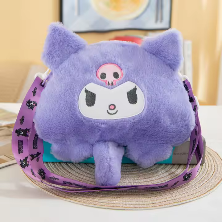Bolso Cruzado De Peluche Sanrio Hello Kitty Bolsa De Almacenamiento Kuromi Para Mujer Bolso De Mano Regalo Para Niñas - 1