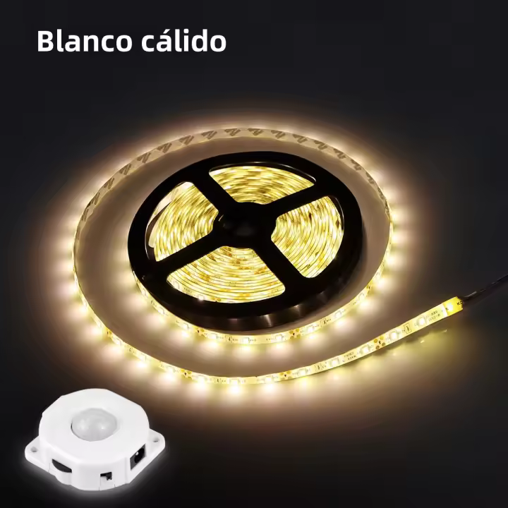 Luz Noturna LED Con Sensor De Movimiento Para Gabinete Y Cama 1M-5M Tira De Lámpara LED Con Adaptador De Voltaje 110V-220V a 12V - 1