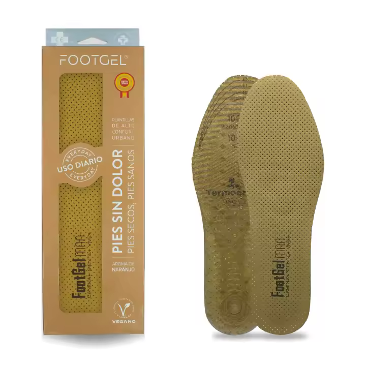 Footgel Plantilla Alto Confort Urbano Hombre - Pies Sin Dolor, Pies Secos, Pies Sanos - Aroma Naranjo - Talla 43-46 - 1
