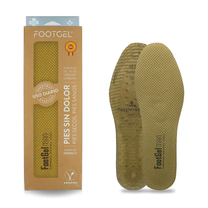 Footgel Plantilla Alto Confort Urbano Hombre - Pies Sin Dolor, Pies Secos, Pies Sanos - Aroma Naranjo - Talla 43-46 - 1