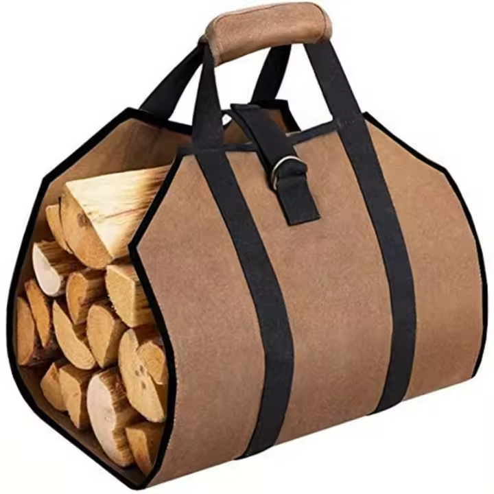Bolsa de Transporte de Leña para interiores, Bolsa de Transporte de Leña, Bolsa de Transporte de Lona, canasta de Leña portátil para Chimeneas, estugas de Leña, Troncos, camping - 1