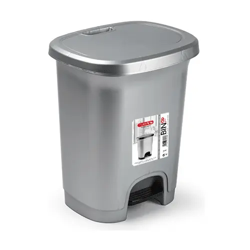 CABLEPELADO Cubo basura plastico, Cubo basura apertura pedal, Papelera de pedal, Cubo de pedal, Libre de BPA, 30 cm alto x 25 cm ancho x 21 cm fondo, Capacidad 8 Litros, Gris - 1