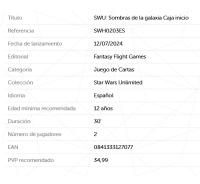 Star Wars Unlimited: Sombras de la galaxia Caja inicio Castellano Fantasy flight games - details 0