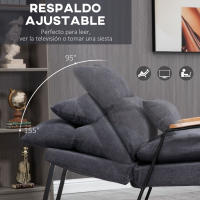 HOMCOM Sillón Relax con Reposapiés Sillón Reclinable con Respaldo Ajustable Tapizado en Pana Marco de Acero y Cojines para Salón Dormitorio 68x91,5x88 cm - details 3