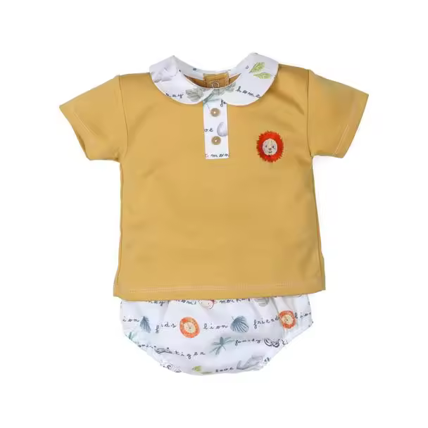 Conjunto corto 2 piezas para bebé León: camiseta y cubrepañal-29372-Tony Bambino - 1