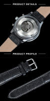 Reloj Automático JARAGAR Pilot Para Hombres Multifuncional Con Dial Sub Con Correa De Cuero Lujo Marca Top Resistentes Al Agua Y Choque - details 8