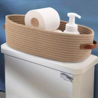 Cesta De Almacenamiento Oval Tejida Para Baño Organizador De Escritorio Multifuncional Porta Papel Toalla De Toilette Caja De Almacenamiento Para Juguetes - details 6