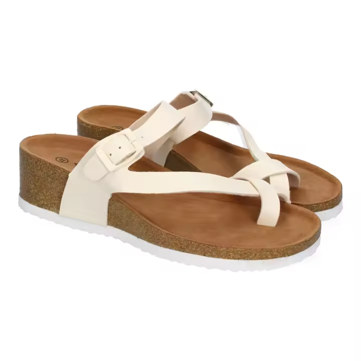 PuntoSalao Sandalias de cuña bio tipo esclava mujer color beige M-28 - 1