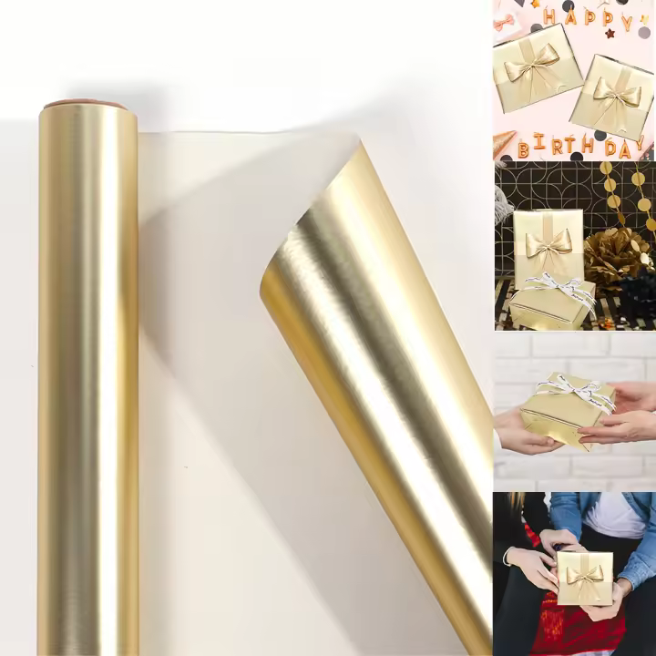 Papel De Embalaje Para Regalos 3m*43cm Mate Oro Para Árbol De Navidad Cumpleaños Y Festividades Papel De Artesanía Recubierto - 1
