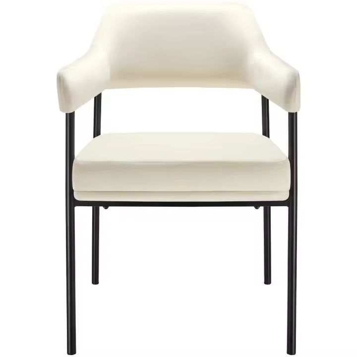 Tectake - Silla de comedor DOÉ acolchada con patas de acero, Elegantes y tapizadas en tela fácil de cuidar, Asiento amplio y respaldo continuo con reposabrazos, acolchado con espuma de alta densidad, Patas de acero esbeltas con revestimiento en polvo - 1