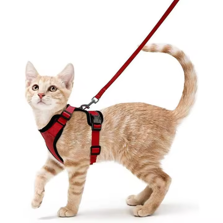 ATUBAN Cat Harness and Leash Set Stylish Escape Proof Cat Vest Harness Adjustable Breathable Pet Harness with Reflective Trim - 1