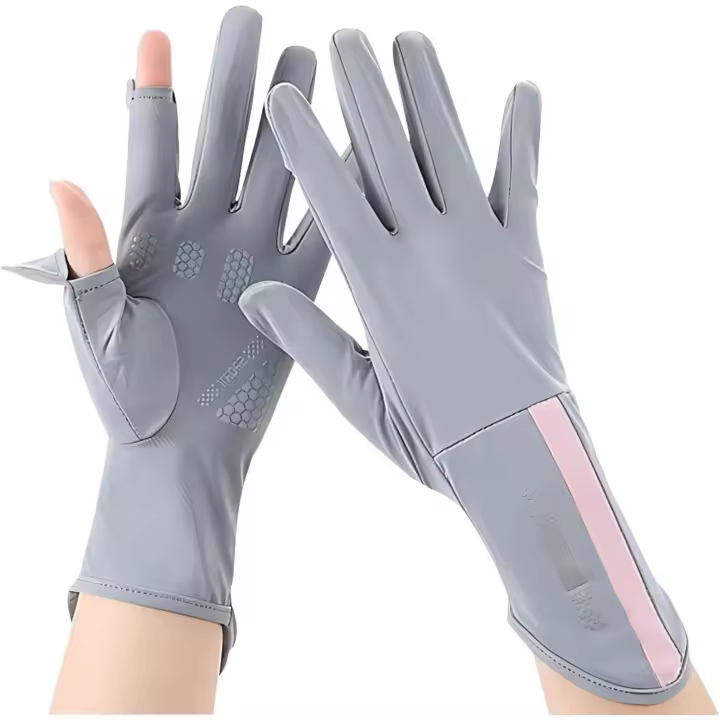 Guantes de Protección solar UV para Mujeres Guantes sin pendientes Bloqueador solar de Seda de Hielo Dedo complete Pantalla táctil - 1