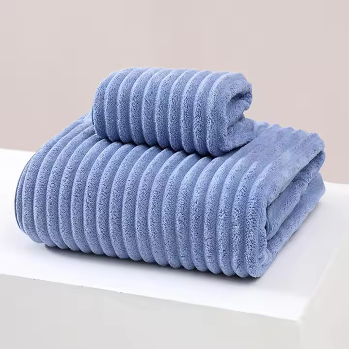 Toallas de baño que no se Caen, Toallas envolventes para baño, Toallas de Tres piezas - Azul - 1