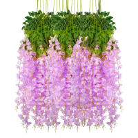 12pcs Guirnalda De Flores Artificiales De Wisteria Para Decoración De Bodas Y Hogar Material De Seda Adorno De Jardín Y Techo - details 0