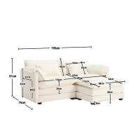 Moderno minimalista sofá de 2 plazas con reposapiés, Techo de chenilla con compartimientos de almacenamiento laterales y Zapatos, Cómodo y espacioso, adecuado para Salón/dormitorio - details 5