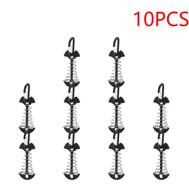10-30pcs Clavos De Sujeción Para Tienda Con Hebilla De Resorte Y Ancora De Aluminio Antiviento Para Camping Y Acampar - 1