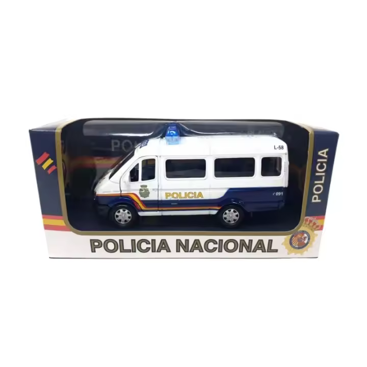 Furgoneta Policía Vintage Clásico Metálico - Maqueta de vehíclo en miniatura, metálico, puertas abatibles - Escala 1:35 - xocoto - 1