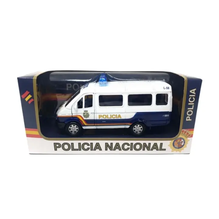 Furgoneta Policía Vintage Clásico Metálico - Maqueta de vehíclo en miniatura, metálico, puertas abatibles - Escala 1:35 - xocoto - 1
