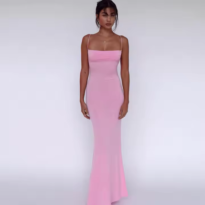 Vestido Bodycon Largo De Verano Para Mujer 2024 Estilo Y2K Para Fiesta Club Noche Calle Moda Cumpleaños Polyester Sin Mangas Cuello En V - 1
