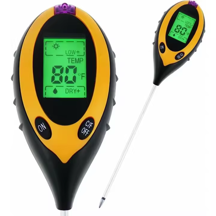Instrumento digital de medición de suelo 4 en 1 para interiores y exteriores, medidor de pH, acidez, luz solar, temperatura de humedad para jardín, granja, césped, planta de flores - 1