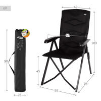 Aktive - Silla plegable acolchada, 49x76x109 cm, color negro, 5 posiciones, topes antideslizantes, tejido poliéster, incluye bolsa de transporte, peso soportado 110 kg, sillas de playa plegables, sillas plegables terraza, silla plegable camping - details 3