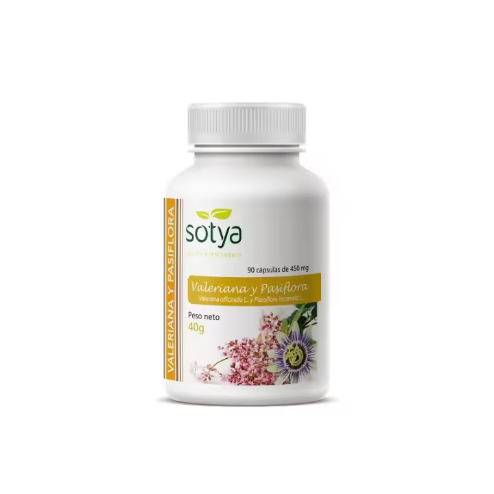 Valeriana Y Pasiflora 450 mg 90 Cápsulas Sotya - 1