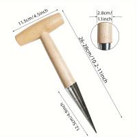 Dibber De Mano 1pc En Acero Inoxidable Con Mango De Madera Para Sembrar Semillas Transplantar Plantas Y Plantar Bolas De Ajo Herramienta De Jardinería - details 2