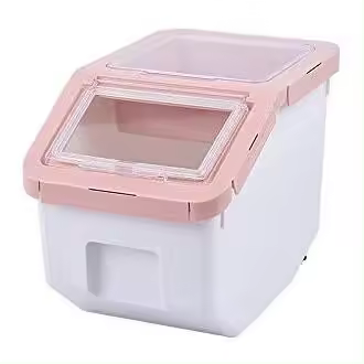 Contenedor de comida para mascotas, contenedor de comida para perros con pala, apilable, 6 kg, con tapa (rosa pequeño) - 1