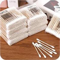 500Pcs/1000pcs Sticks De Maquillaje De Algodón Con Cabeza Doble Y Madera Disponibles Para El Día a Día Uso Individual Para Limpieza De Oídos - details 1