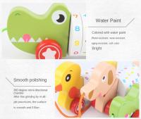 Coche De Madera Para Niños Con Cuerda Pull Educativo Para Bebés Chicos Y Chicas Caminador De Dinosaurio Pato Perro - details 8