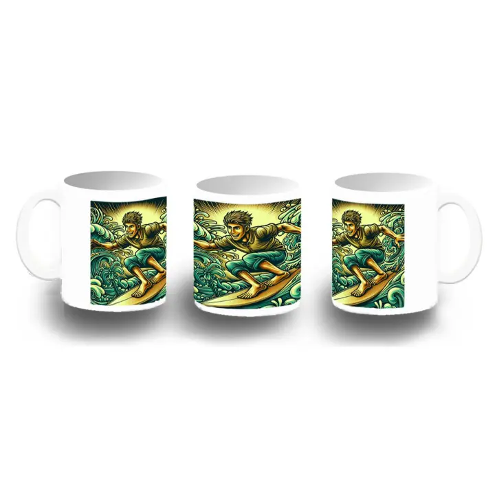 MERCHANDMANIA TAZA FOTOLUMINISCENTE surf surfear surfeador tabla agua verano brilla oscuridad - 1