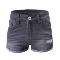 CA Pantalones cortos vaqueros retro de alta gama, elásticos, ajustados, con borlas rasgadas para mujer - details 4