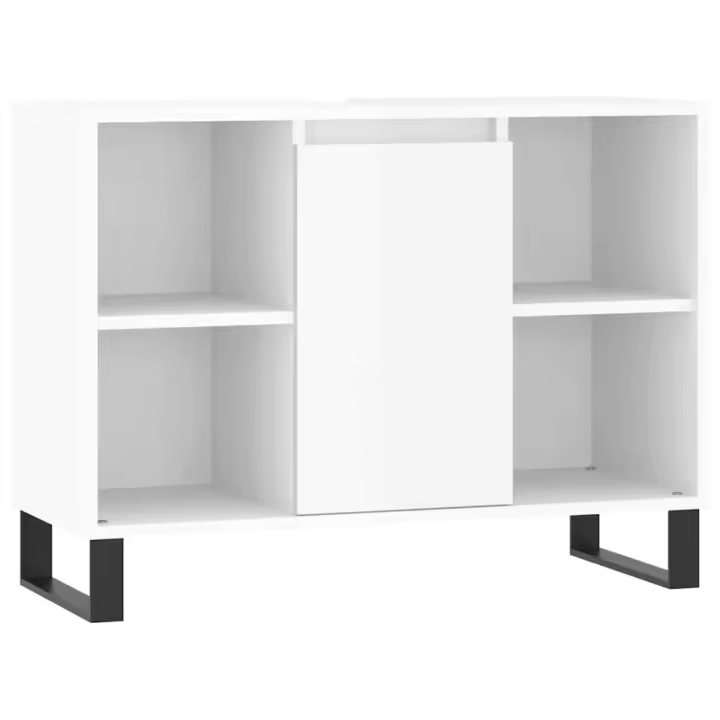 Muro de baño Madera de Ingeniería Blanco Brillo 80x33x60 cm - 1