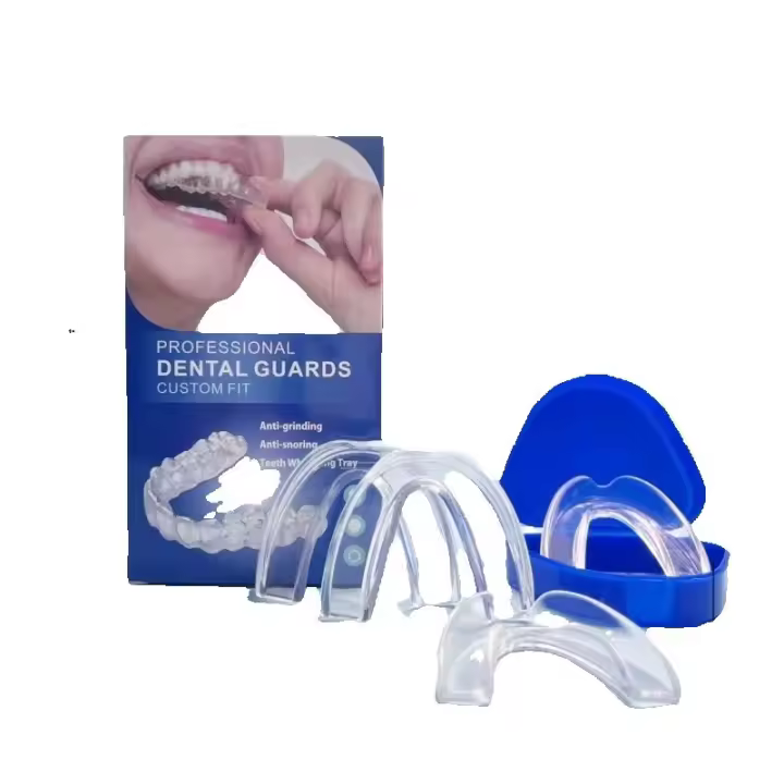 Protectores bucales para apretar los dientes por la noche, protector bucal para rechinar los dientes, protector bucal reutilizable para dormir por la noche, protector nocturno para los dientes (juego de 4 piezas) - 1