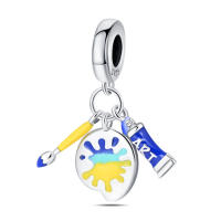 Tablero De Dibujo De Pigmento De Plata 925 Serie De Arte Figuras Famosas Charms De Cuentas Para Pulseras De 3mm Hechas a Medida Joyería Finos - details 0