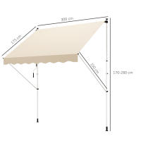 Toldo de Brazo plegable 300x150cm Toldo con Caliper regulable en Altura Sombrilla de Brazo plegable con manivela Alu Beige Balcón - details 5