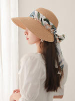Sombrero De Sol Para Mujer Grande Con Hojas Y Lazo Protección Solar Y Sombra De Vacaciones De Verano Para La Playa - details 7