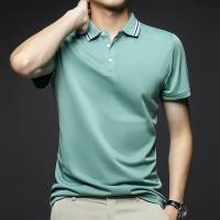 Camisa Polo Hombre Estilo Casual Transpirable Con Mangas Cortas Y Rayas Cuello Redondo Top Cómodo Para Verano - details 16