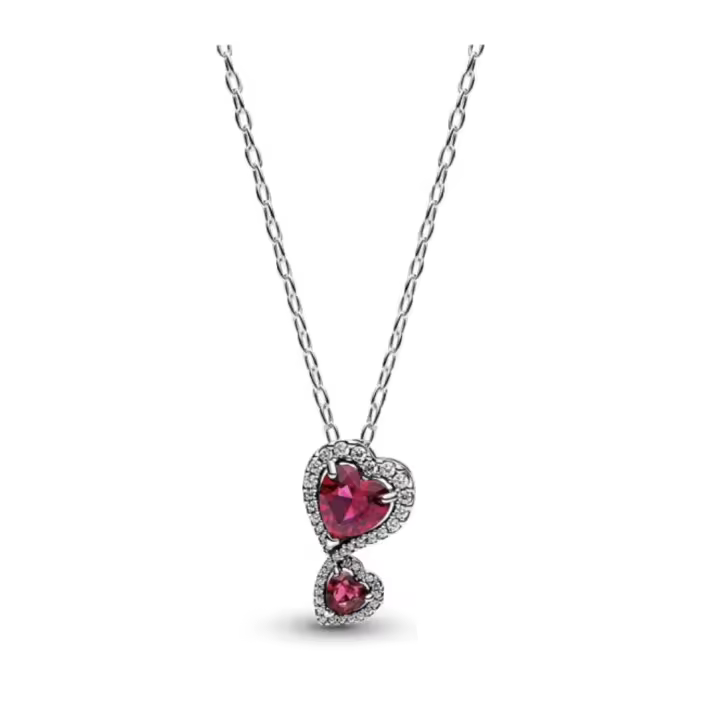 PANDORA Collar favorito, collar con colgante de corazón a corazón - 1