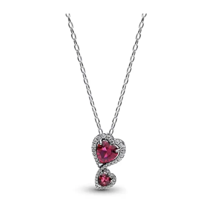 PANDORA Collar favorito, collar con colgante de corazón a corazón - 1
