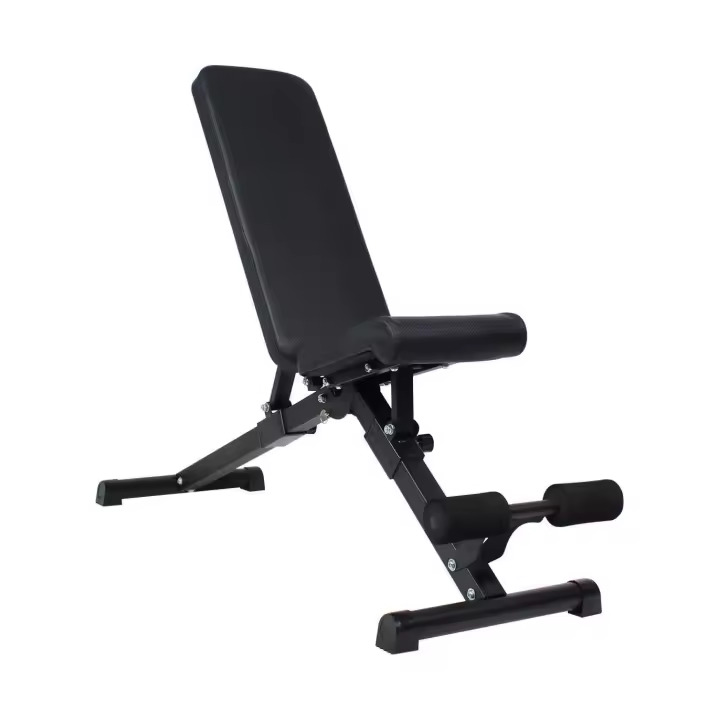 Foldable abdominal bench for weight training with breathable PU and thick steel, features 6 adjustable positions, supports up to 200 Kg, compact design with non-slip footrest, perfect for multifunctional exercises at home or gym. - 1