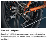 Bicicleta Eléctrica Plegable ENGWE EP-2 Boost, Motor 250W, Batería 48V 13Ah, Neumáticos Anchos  20*4.0 pulgadas, Máxima 25 km/h, Autonomía 120 km, Freno Disco Mecánico Delantero y Trasero, Sensor de Par, Suspensión Delantera, Shimano 7 Velocidades - details 6