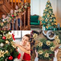 Flores De Navidad Artificiales Brillantes 14.5cm Decoración Para Árbol De Navidad Adornos Para Año Nuevo Y Día De San Valentín - details 3